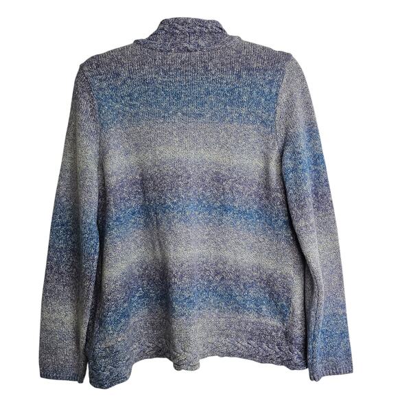 Chicos Tarin Spacedye Sweater Cardigan Cable Knit Trim Open Front Size 1 Whimsy - Picture 9 of 9